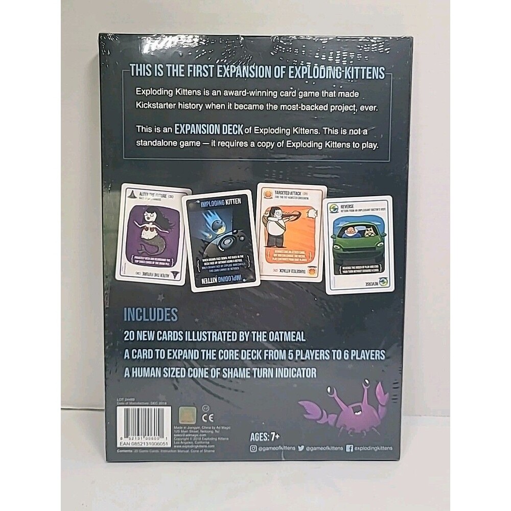 Imploding Kittens Card Game 20 Card Expansion Pack Exploding New - Picture 2 of 3